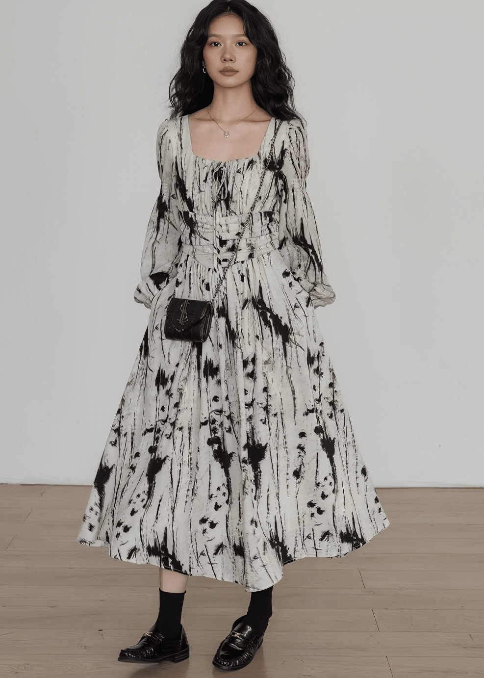 タイダイベルテッドギャザーマキシドレス - Vera Lumina