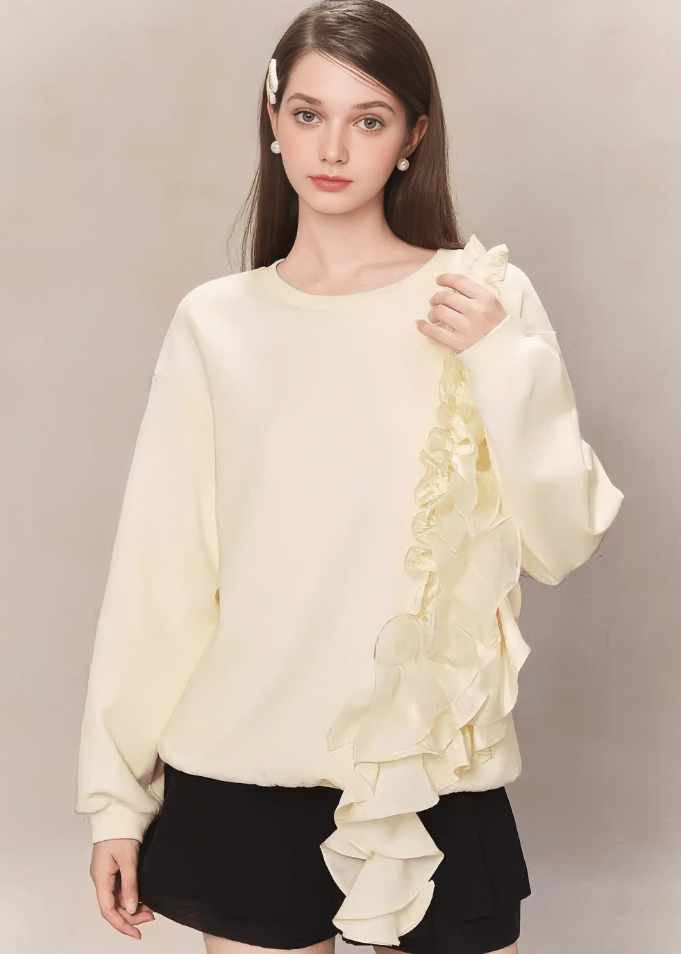 アシンメトリーフリルパネルプルオーバー - Vera Lumina