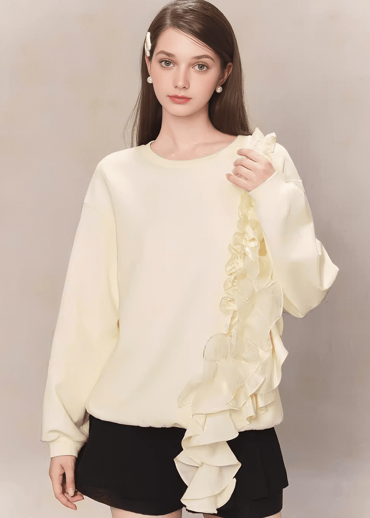 アシンメトリーフリルパネルプルオーバー - Vera Lumina