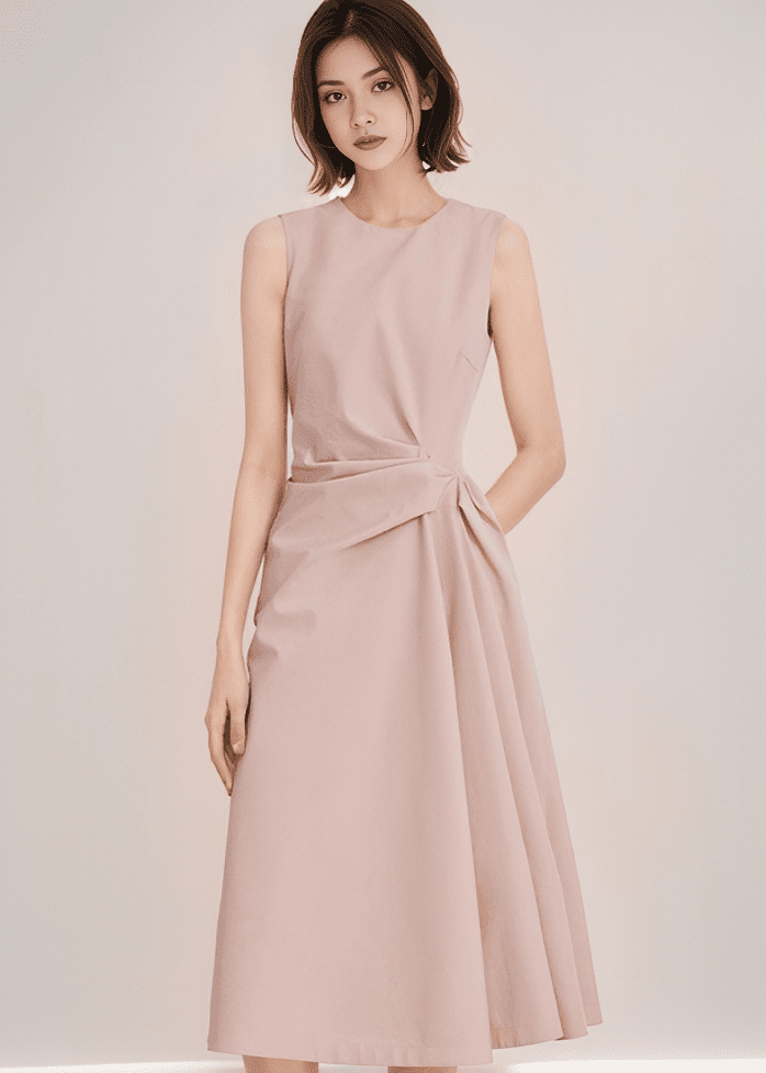 サイドツイストドレープフレアワンピース - Vera Lumina