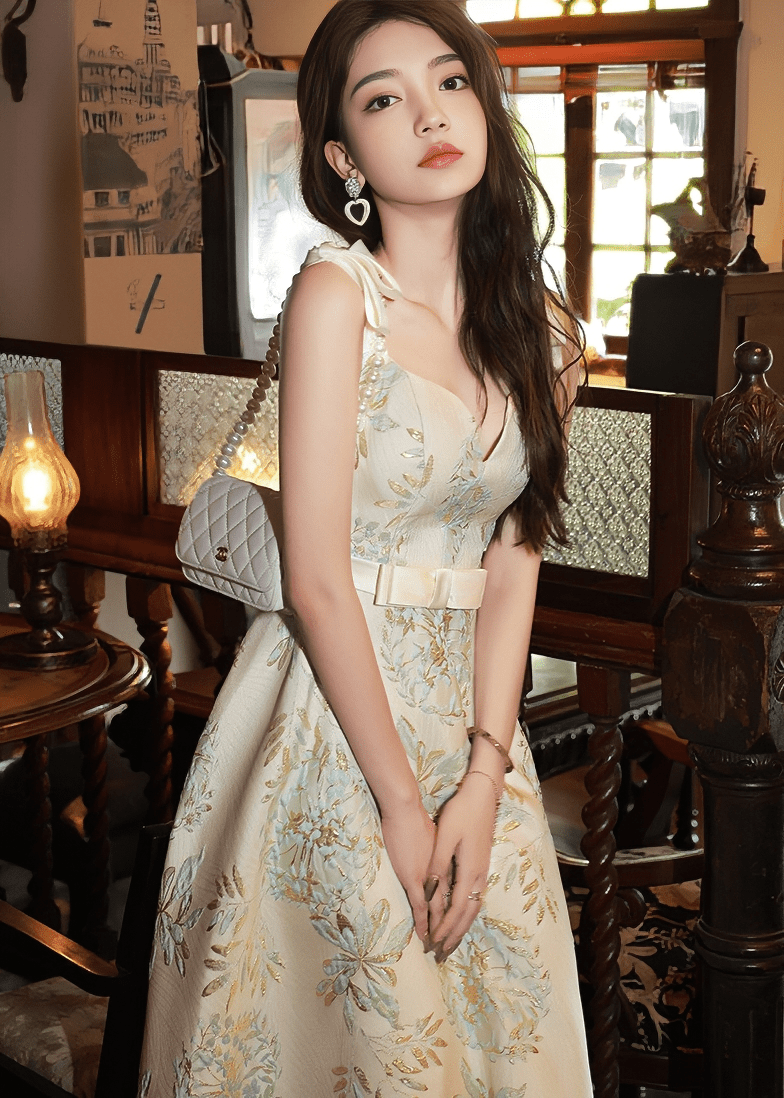 グリッターラインホルターマーメイドドレス - Vera Lumina