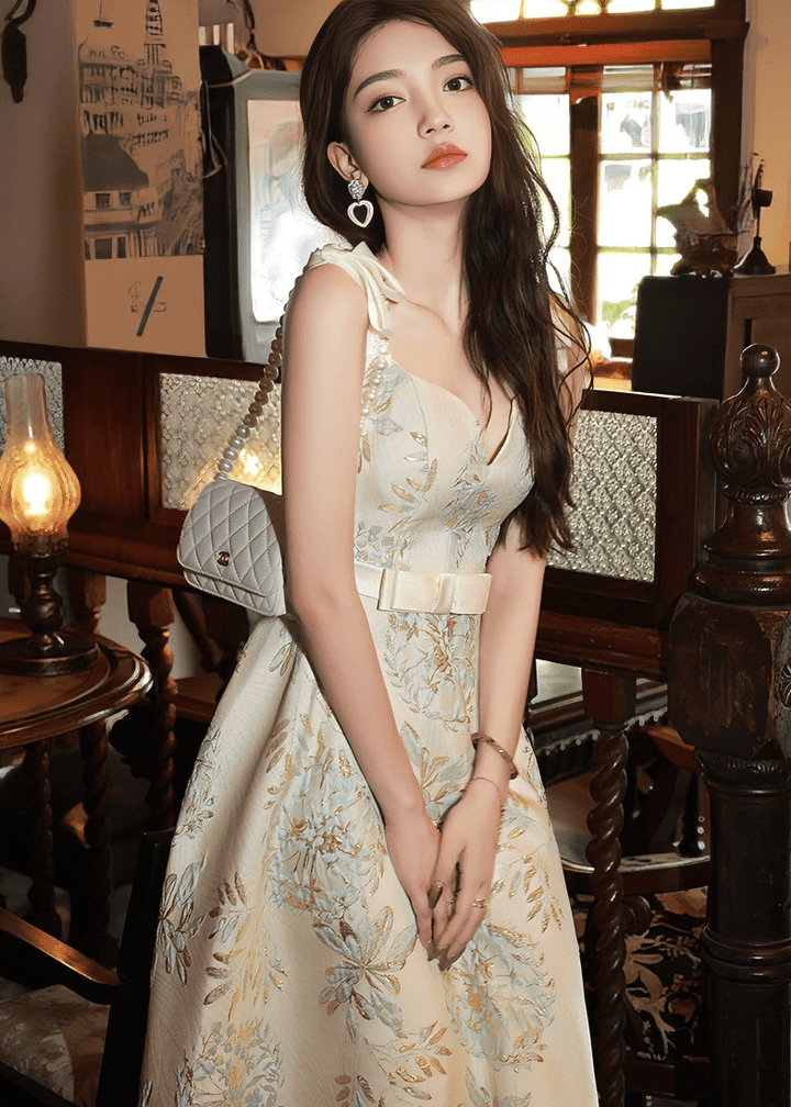 グリッターラインホルターマーメイドドレス - Vera Lumina