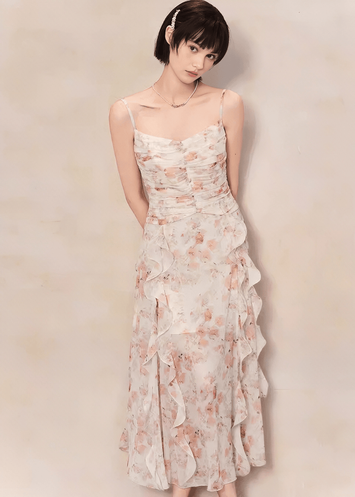 フローラルドレープキャミソールマキシドレス - Vera Lumina