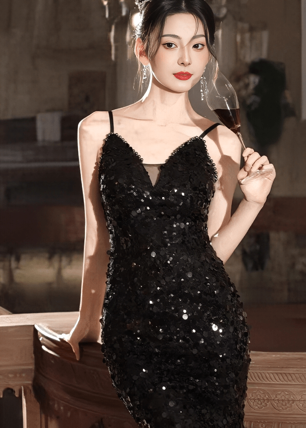 ビジューグリッタースパンコールマーメイドドレス - Vera Lumina