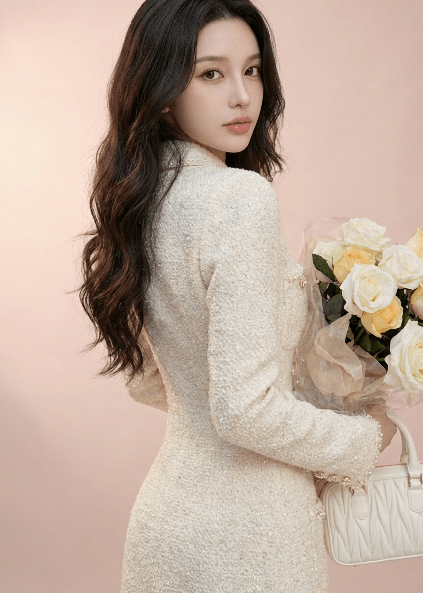 フラワービジューカラーマーメイドフレアワンピース - Vera Lumina