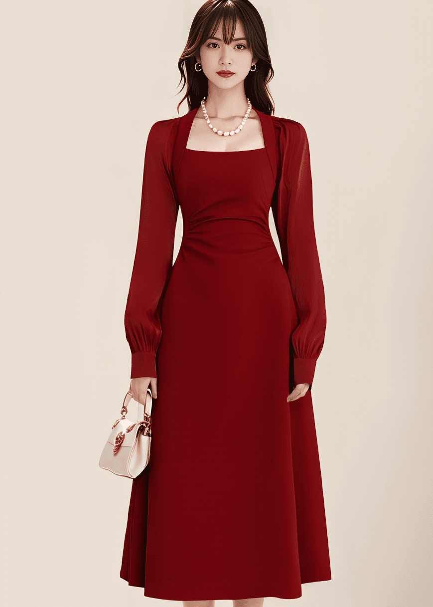 ハイツイストスクエアネックフレアドレス - Vera Lumina