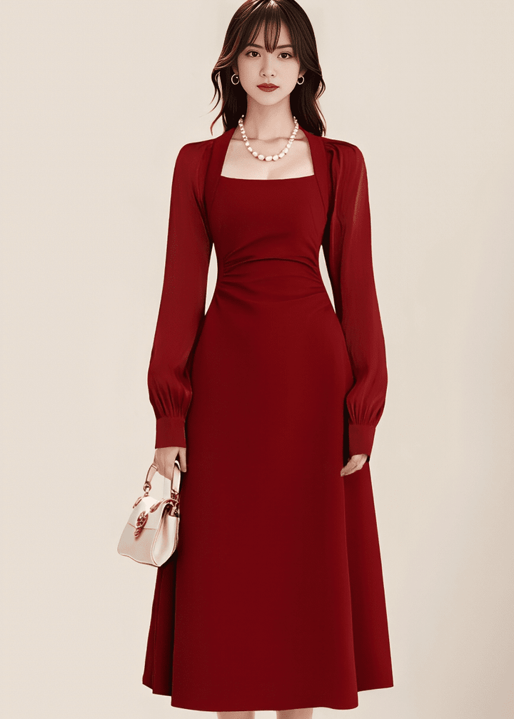 ハイツイストスクエアネックフレアドレス - Vera Lumina