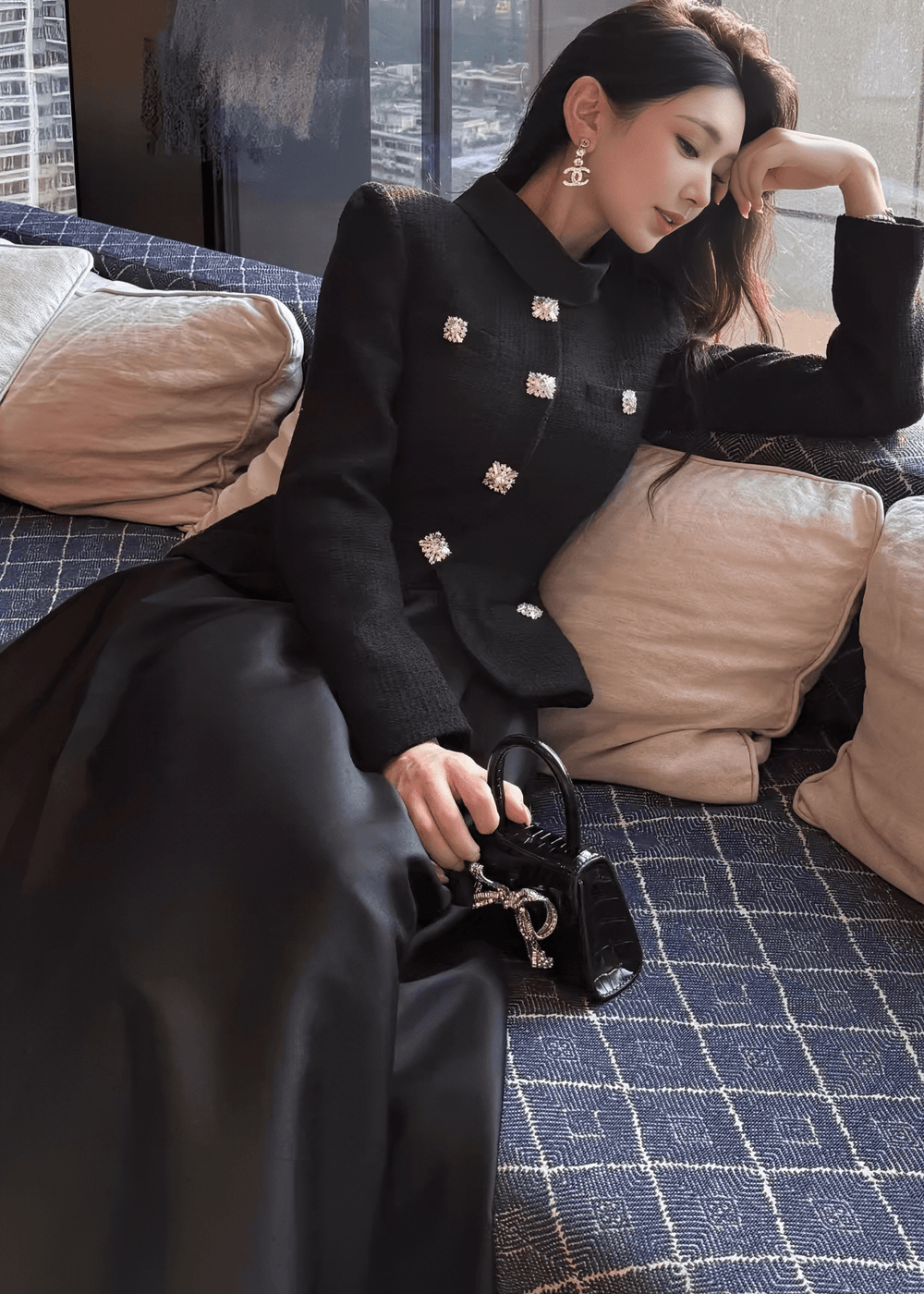 ビジューボタンベルトレースマーメイドドレス - Vera Lumina