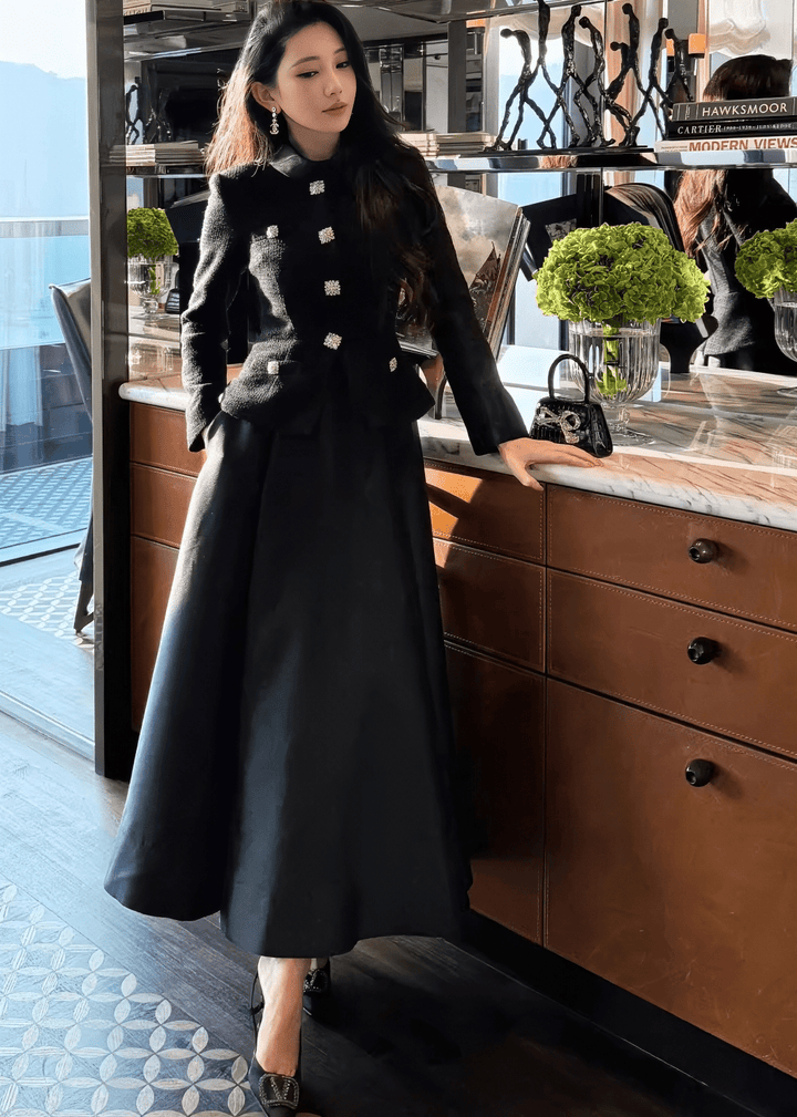 ビジューボタンベルトレースマーメイドドレス - Vera Lumina