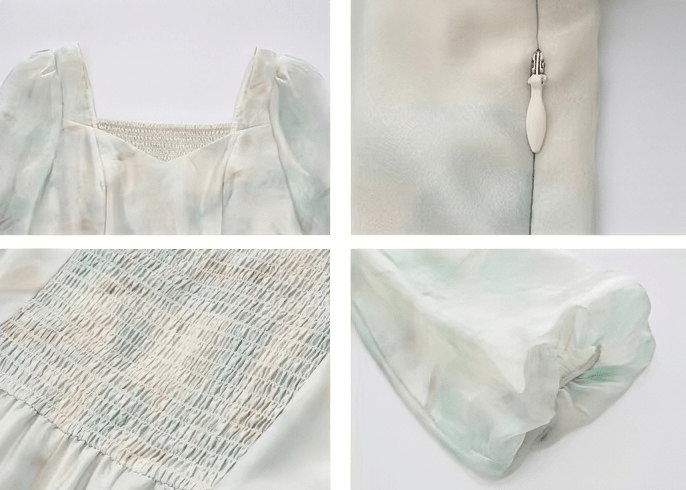 ハートネックバルーンスリーブミニドレス - Vera Lumina