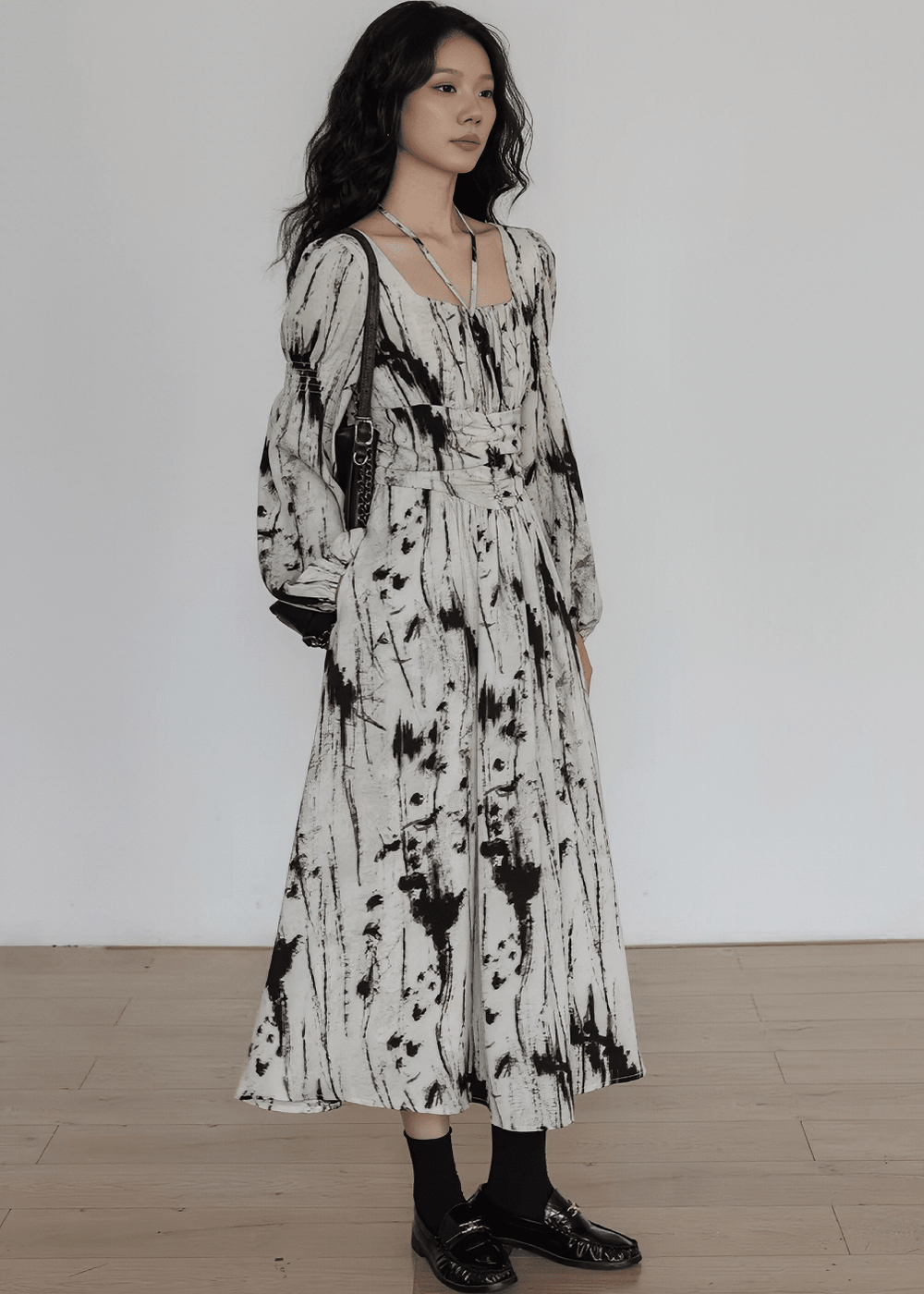タイダイベルテッドギャザーマキシドレス - Vera Lumina