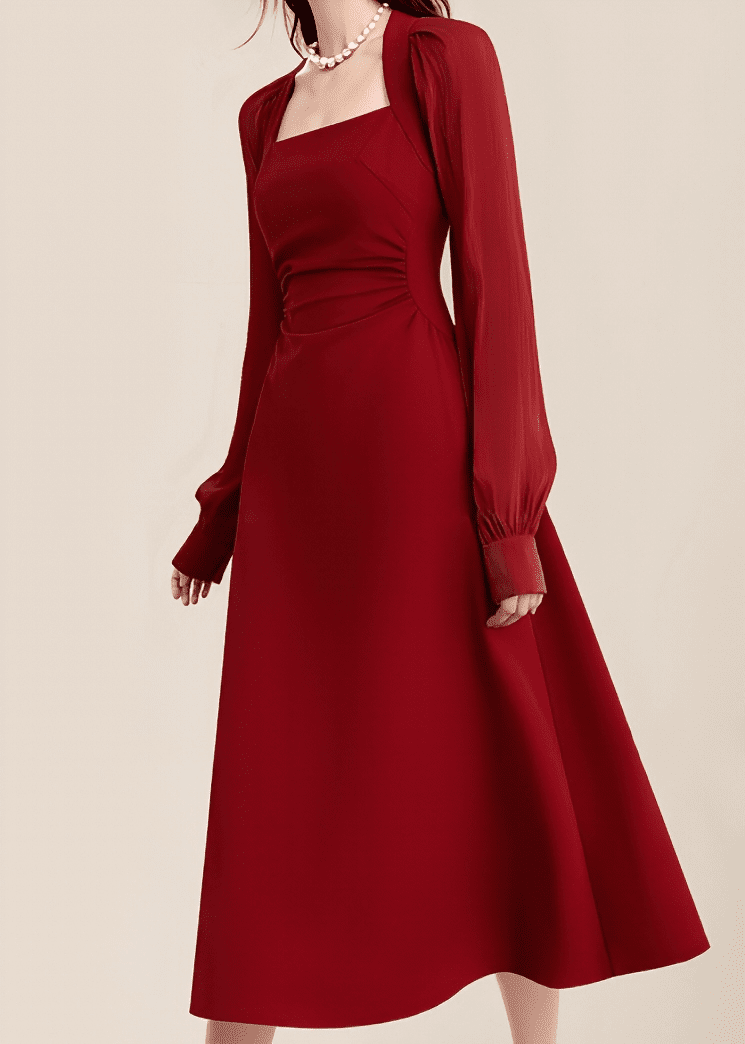 ハイツイストスクエアネックフレアドレス - Vera Lumina