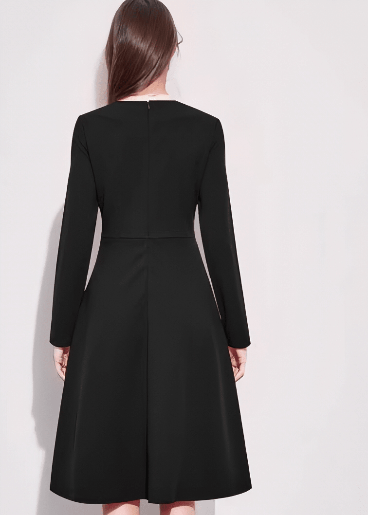 エレガントロングスリーブフレアワンピース - Vera Lumina