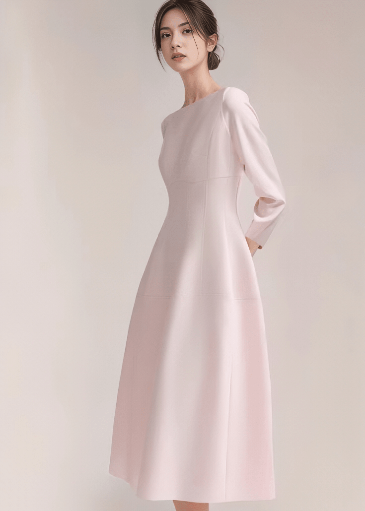 ボートネックパネルラインフレアドレス - Vera Lumina