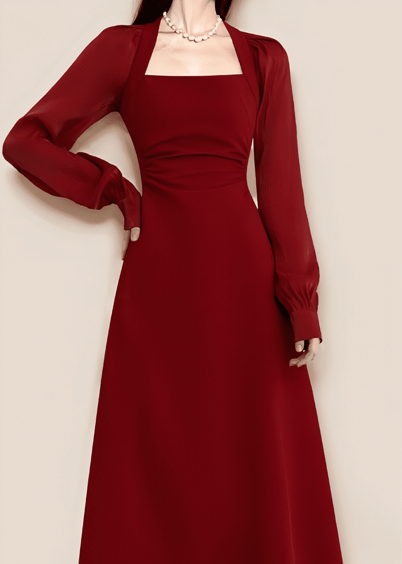 ハイツイストスクエアネックフレアドレス - Vera Lumina