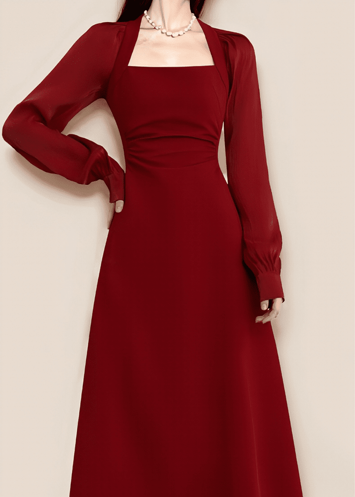 ハイツイストスクエアネックフレアドレス - Vera Lumina