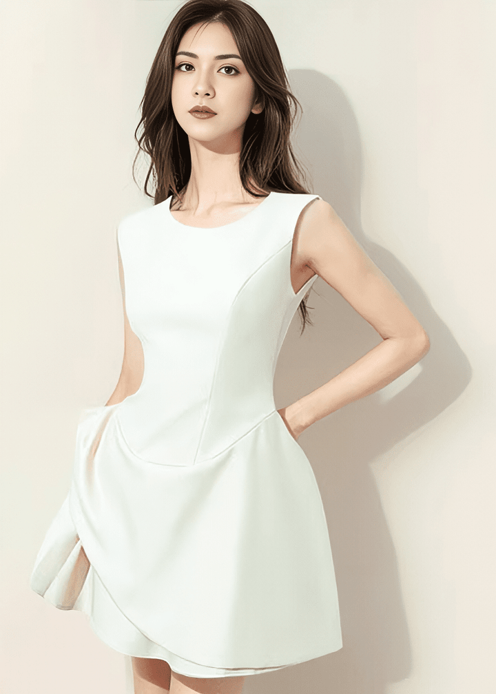 フィットフレアボリュームミニドレス - Vera Lumina