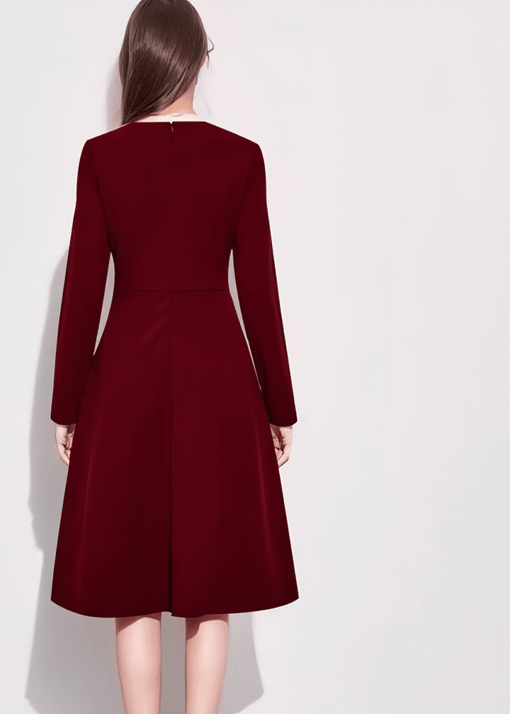 エレガントロングスリーブフレアワンピース - Vera Lumina