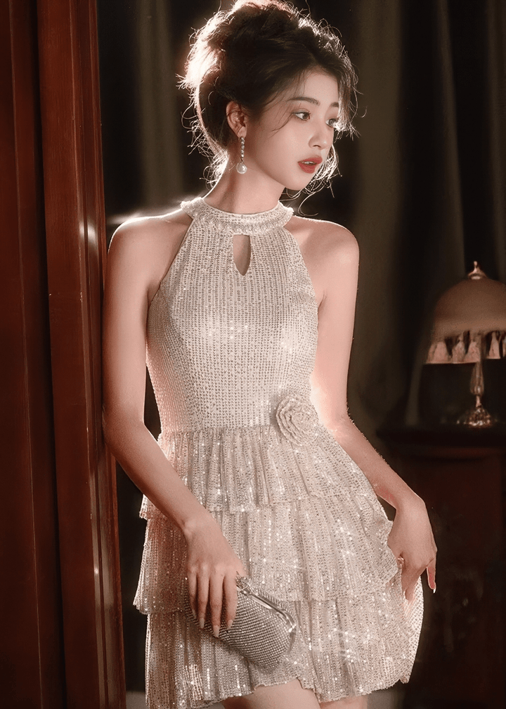 ホルターネックティアードビジュードレス - Vera Lumina