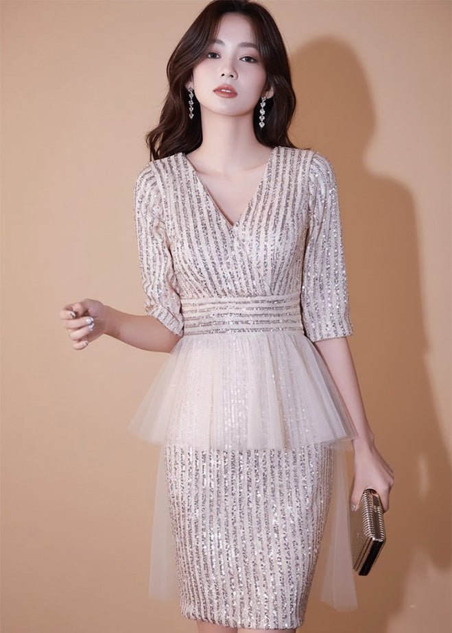 ビジューラインチュールペプラムドレス - Vera Lumina