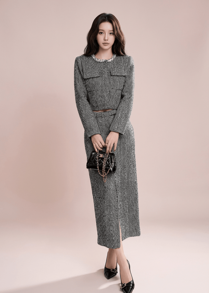 ヘリンボーンジャケット＆ポケットビジュースカート - Vera Lumina