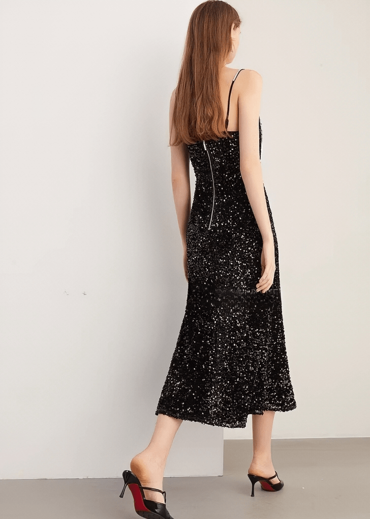 ビジューストラップスパンコールマーメイドドレス - Vera Lumina