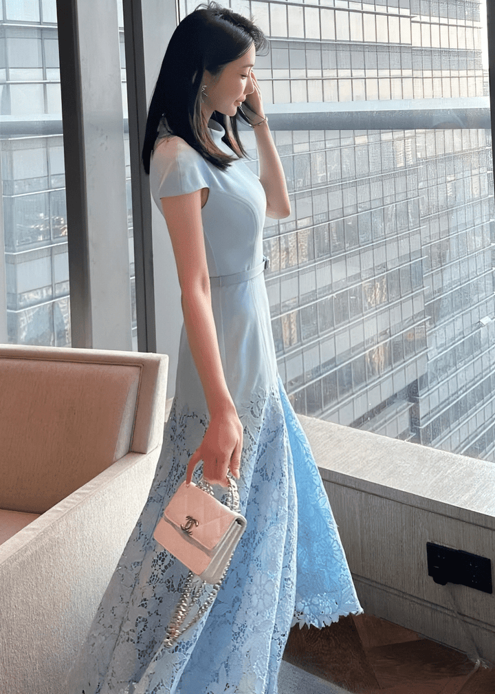 ベルトマークレースマーメイドドレス - Vera Lumina