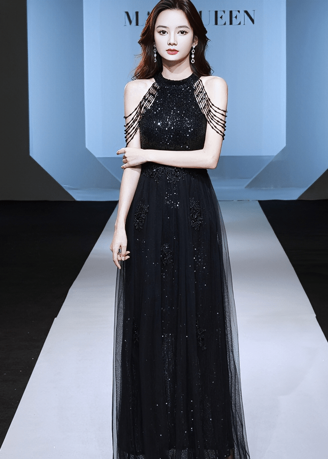 ビジューフリンジチュールマキシドレス - Vera Lumina