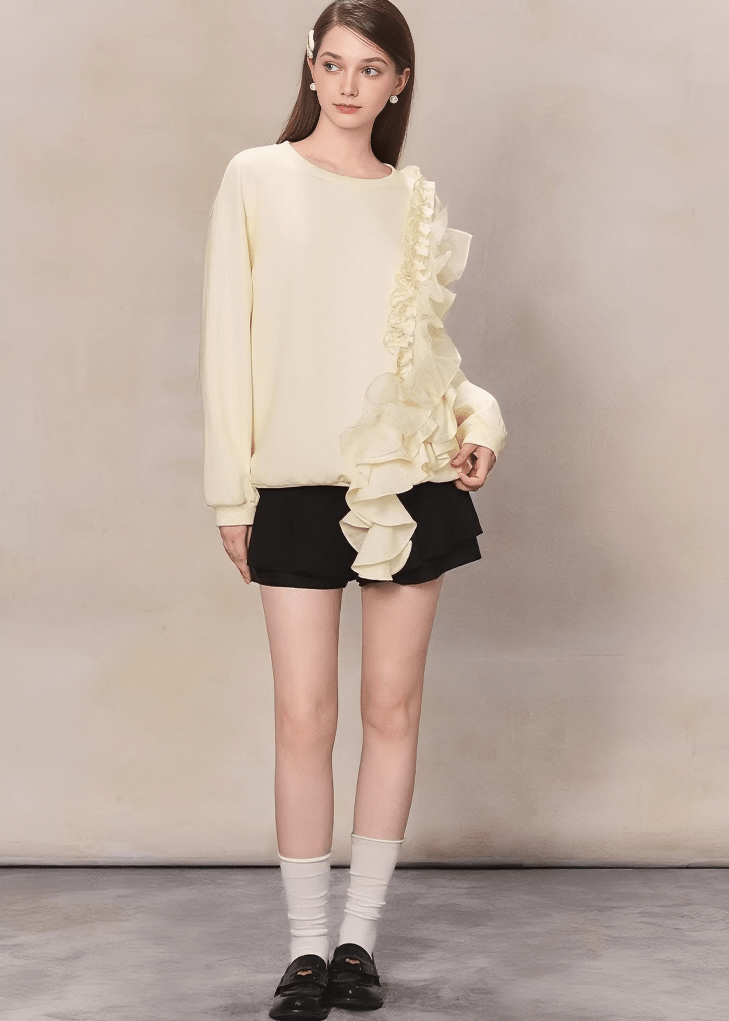 アシンメトリーフリルパネルプルオーバー - Vera Lumina