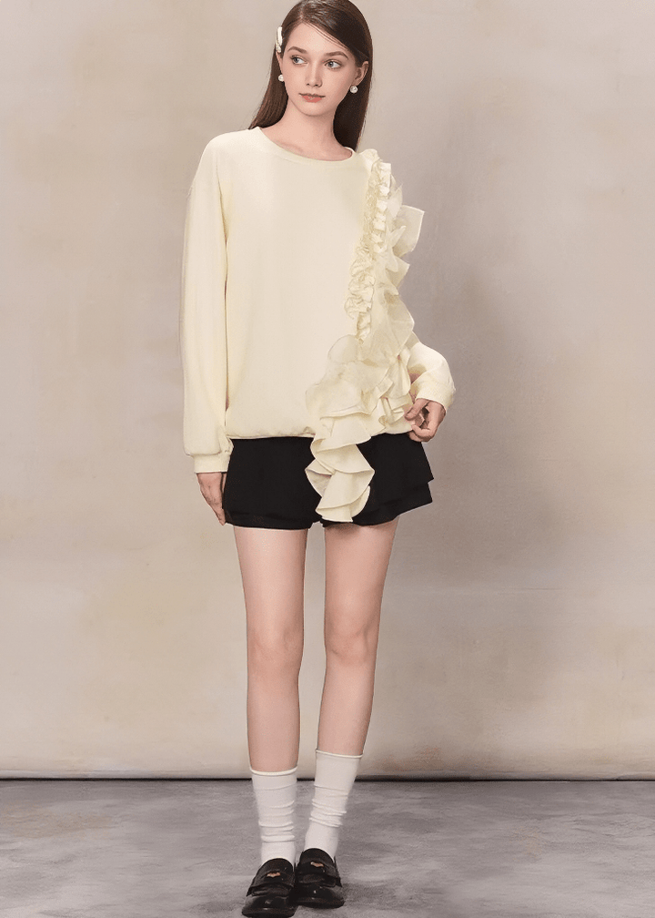 アシンメトリーフリルパネルプルオーバー - Vera Lumina