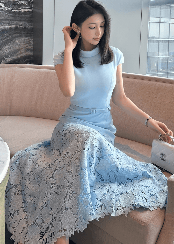 ベルトマークレースマーメイドドレス - Vera Lumina