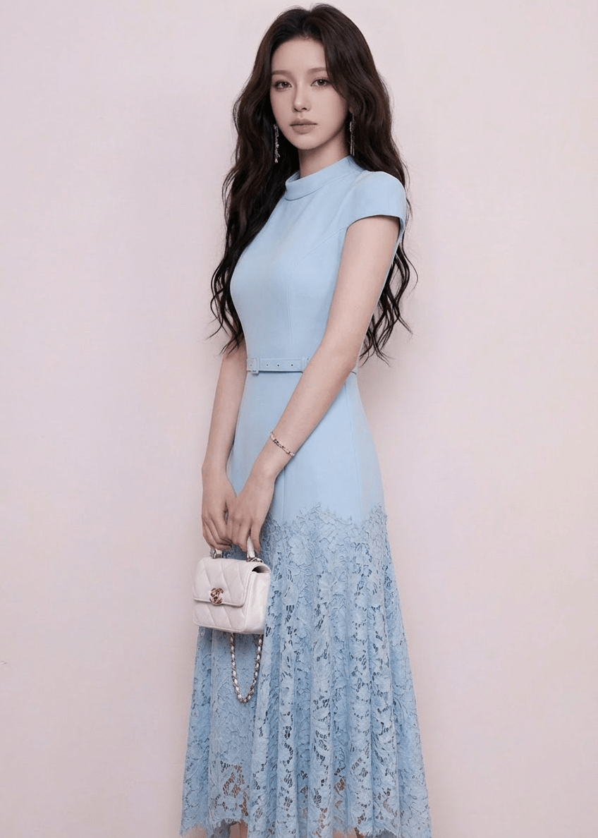 ベルトマークレースマーメイドドレス - Vera Lumina