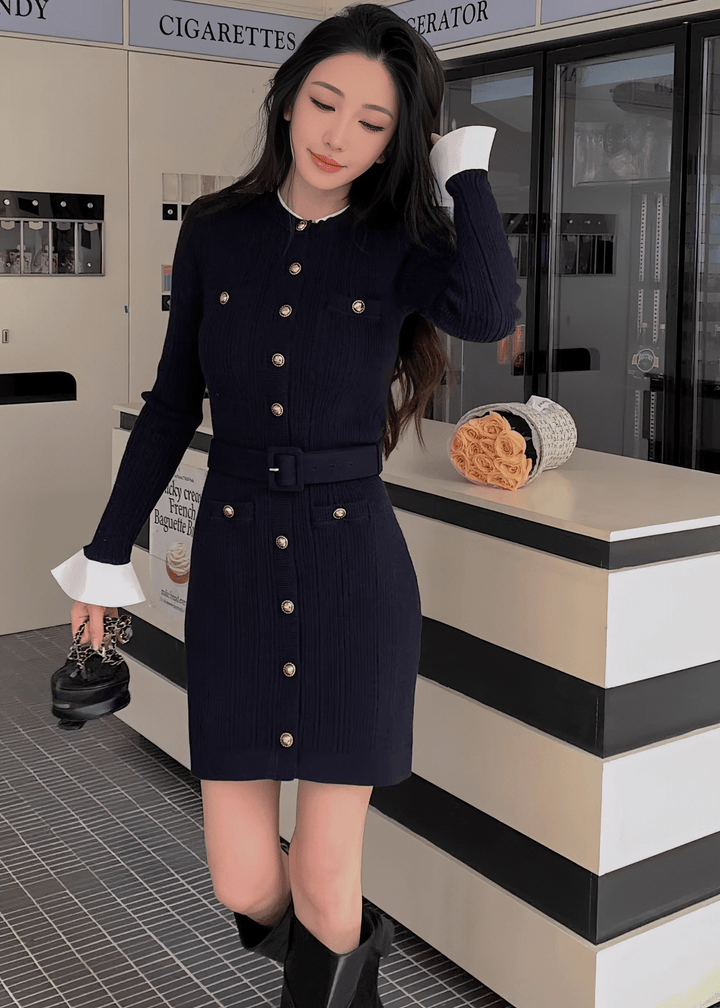 バルーンスリーブスカラップレースドレス - Vera Lumina