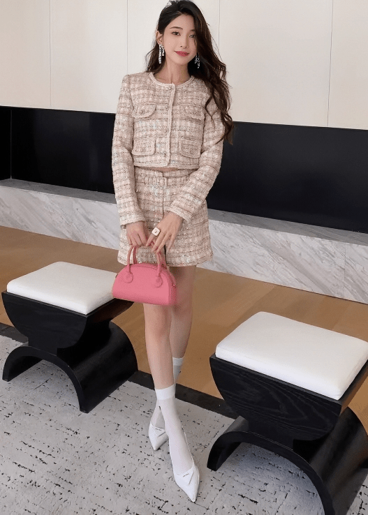 ラメツイードノーカラージャケット＆ショートパンツ - Vera Lumina