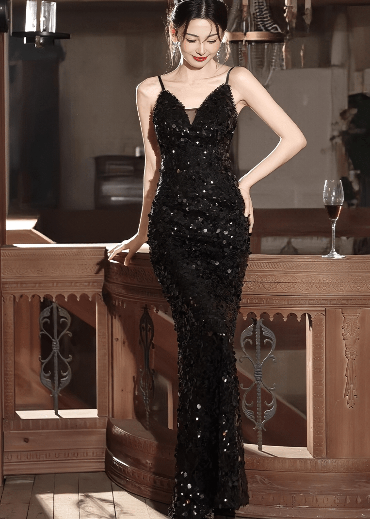 ビジューグリッタースパンコールマーメイドドレス - Vera Lumina