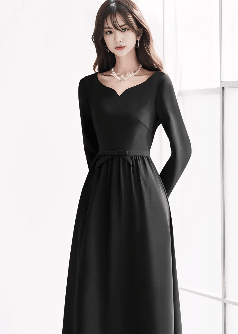 ウエストリボンパフスリーブフレアドレス - Vera Lumina