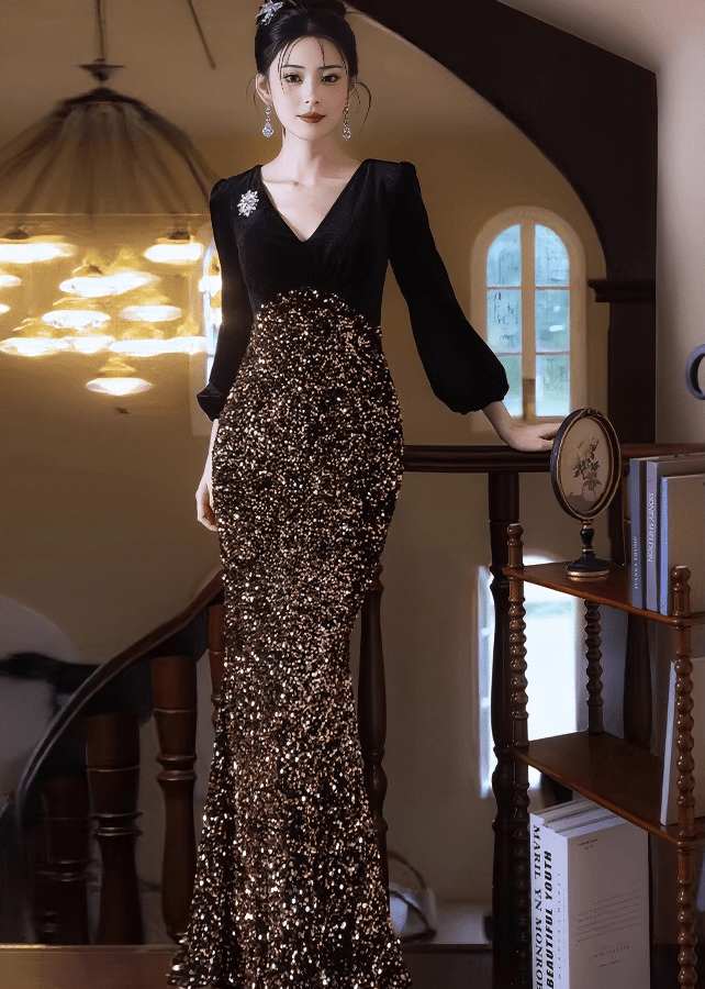 ビジューベルベットマーメイドドレス - Vera Lumina