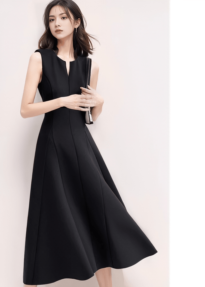 スリットネックパネルラインフレアドレス - Vera Lumina