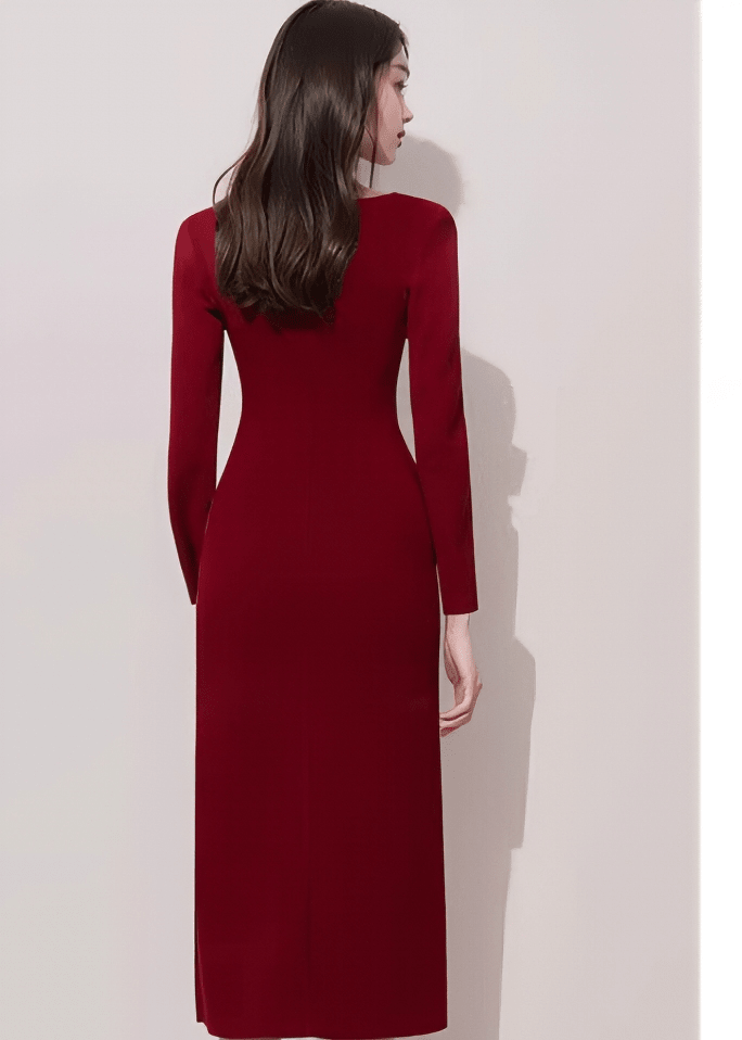 キーホールネックサイドスリットタイトドレス - Vera Lumina