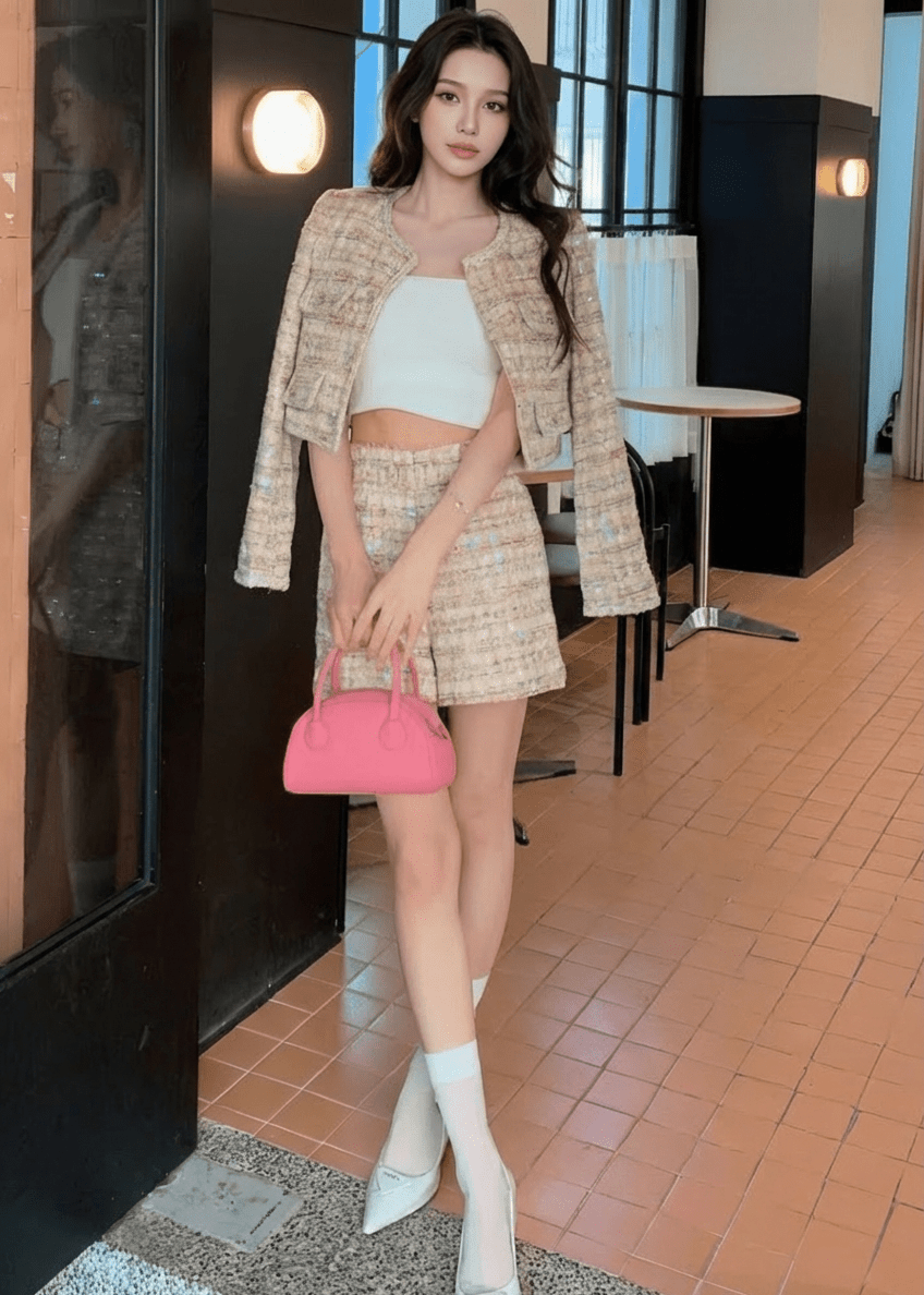 ラメツイードノーカラージャケット＆ショートパンツ - Vera Lumina