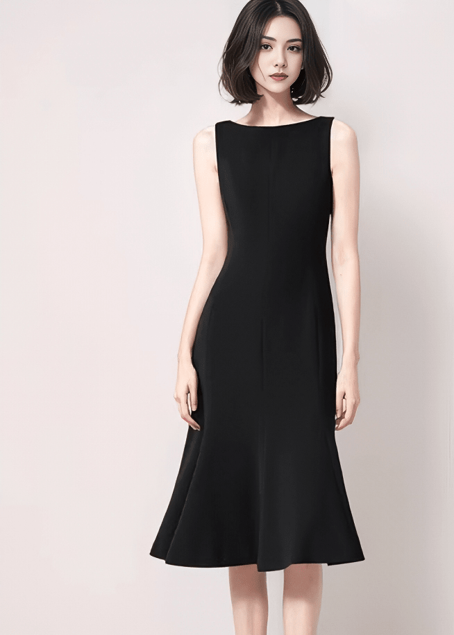 ボートネックマーメイドノースリーブワンピース - Vera Lumina