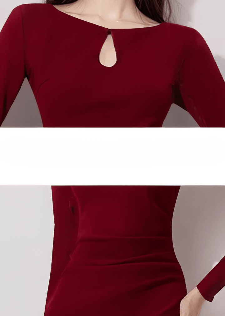 キーホールネックサイドスリットタイトドレス - Vera Lumina