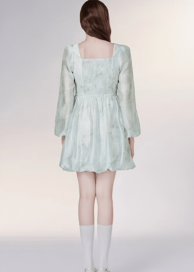 ハートネックバルーンスリーブミニドレス - Vera Lumina