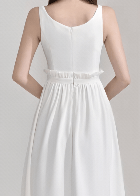 スカラップネックリボンウエストドレス - Vera Lumina