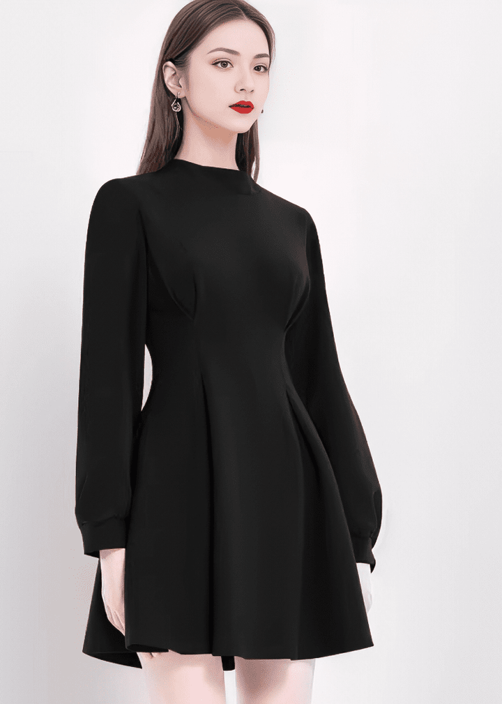 パフスリーブタックフレアミニワンピース - Vera Lumina