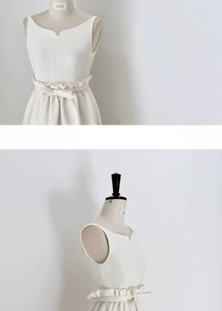 スカラップネックリボンウエストドレス - Vera Lumina