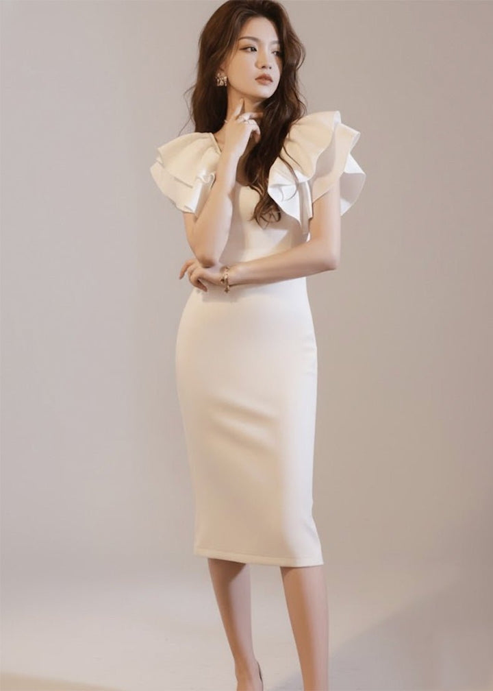 ダブルフリルスリーブタイトドレス - Vera Lumina