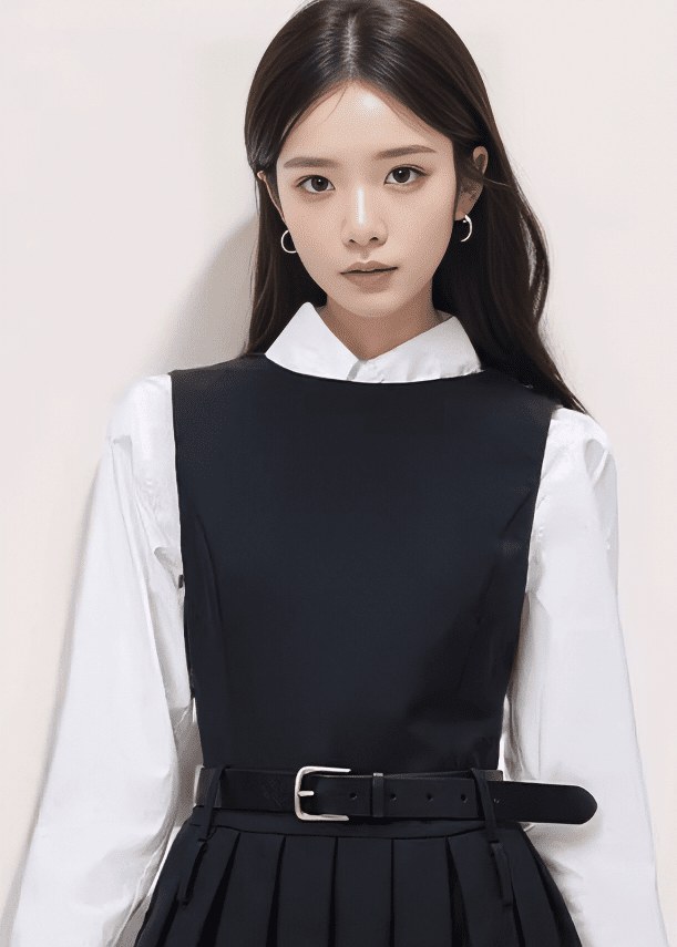 ダブルベルトプリーツフレアワンピース - Vera Lumina