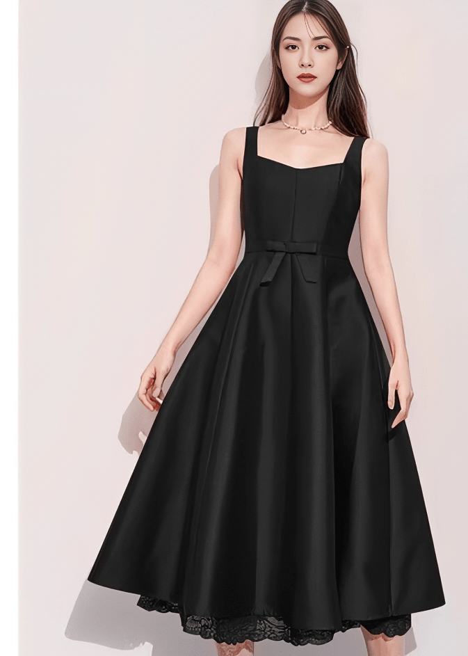 ウエストリボンヘムレースフレアドレス - Vera Lumina