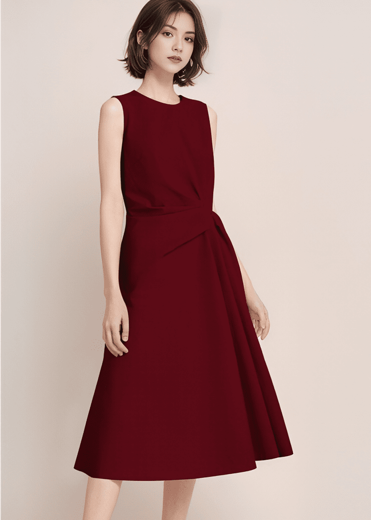 サイドツイストドレープフレアワンピース - Vera Lumina